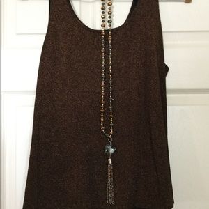Chico’s Traveler’s Tank Sparkle Copper Rust Sz 2